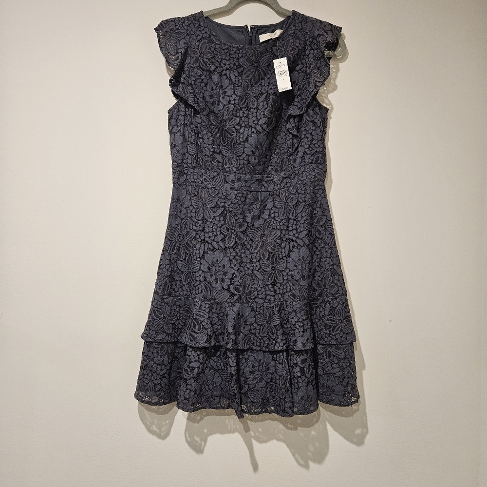 LOFT Charcoal Lace Dress, Size 4